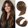 Tape in Hair Extensions 20pcs Remy Hair Extensions 22 Inch Darkest Brown Straight Invisible Human Hair Tape for Skin Weft Tape Seamless Human Hair (4#,22 Inch)