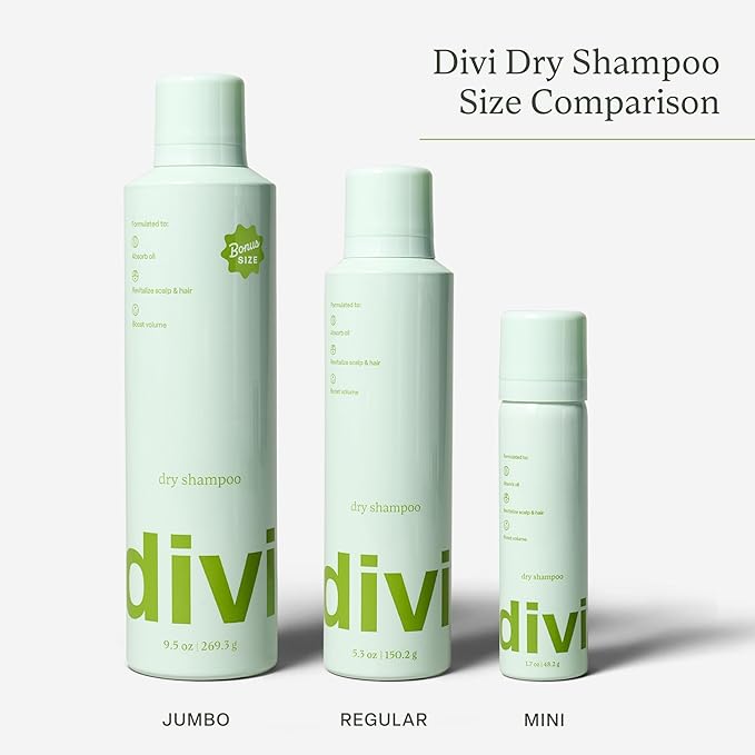 Divi Dry Shampoo Spray for Women - Formulated to Absorb Oil, Balance the Scalp and Extend Time Between Washes - Free of Benzene, Butane, Propane and Talc, 9.5 oz (1 Pack)