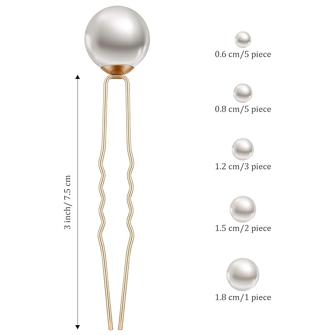 32 Pieces Wedding Pearl Hair Pins Bridal Pearl Rhinestone Hair Accessories U Shape Barrette for Bride Bridesmaid Women(Gold)