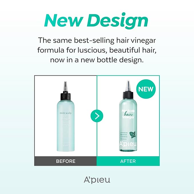 A’PIEU Mint Hair Vinegar - Deep Scalp Clean & Detox for Oily Scalp, Buildup & Dandruff Scalp Treatment, pH-Balancing Rinse for Fresh, Shiny Hair, Korean Hair Care, 6.76 fl oz
