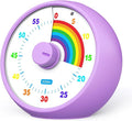 Visual Timer for Kids, 60-Minute Countdown for Classroom Office Kitchen, Desk Timer Kids Time Management Tools with Silent Operation, Pomodoro Timer Rainbow Pattern Purple