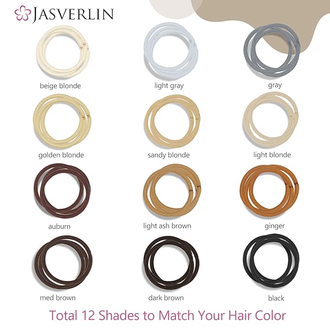 Small Hair Scrunchies Pony Tails Hair Ties Hair Elastics Bands for Women’s Girl’s Thin Thick Longhair No Metal No Damage 1/8 Inch 50 Pieces (Ginger)
