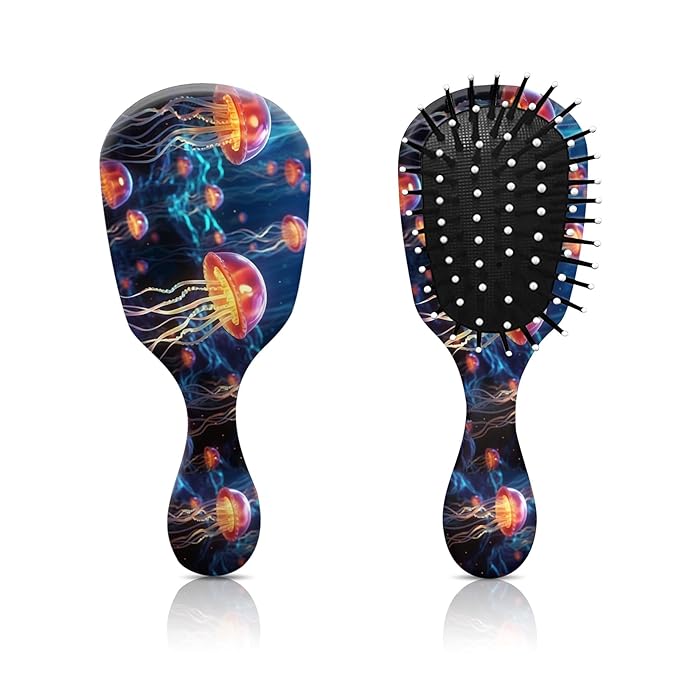 Mini Hair Brush,Cute Detangling Travel Hair Brush,Soft Bristles for Effortless Tangle Removal,Detangler Hairbrush for Women Men Boys Girls Kids Wet Dry All Hair Types (Pink Jellyfish, Mini)