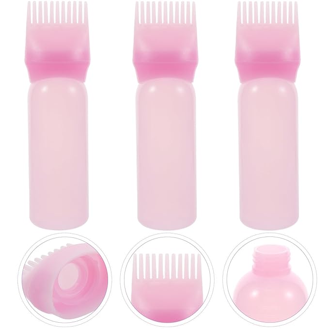 Hair Oil Applicator Bottles Root Comb Applicator for Hair Coloring and Styling Pink Salon Use Easy to Apply