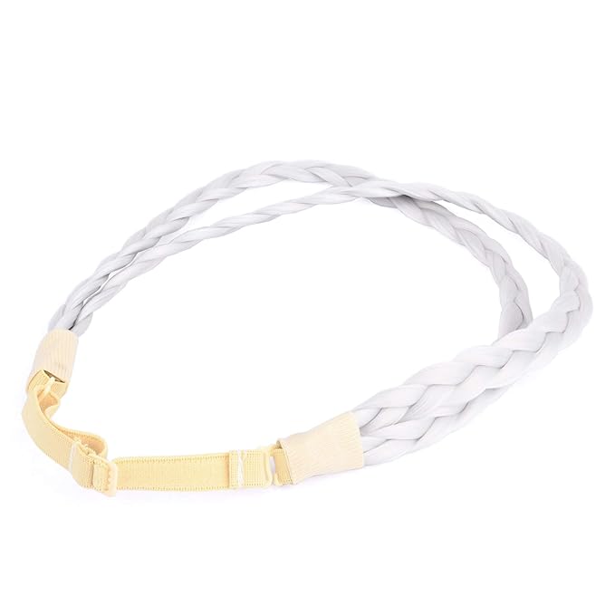 DIGUAN Double Three Strand Synthetic Hair Braided Headband Hairpiece Extension Women Girl Beauty accessory (Light Gray)