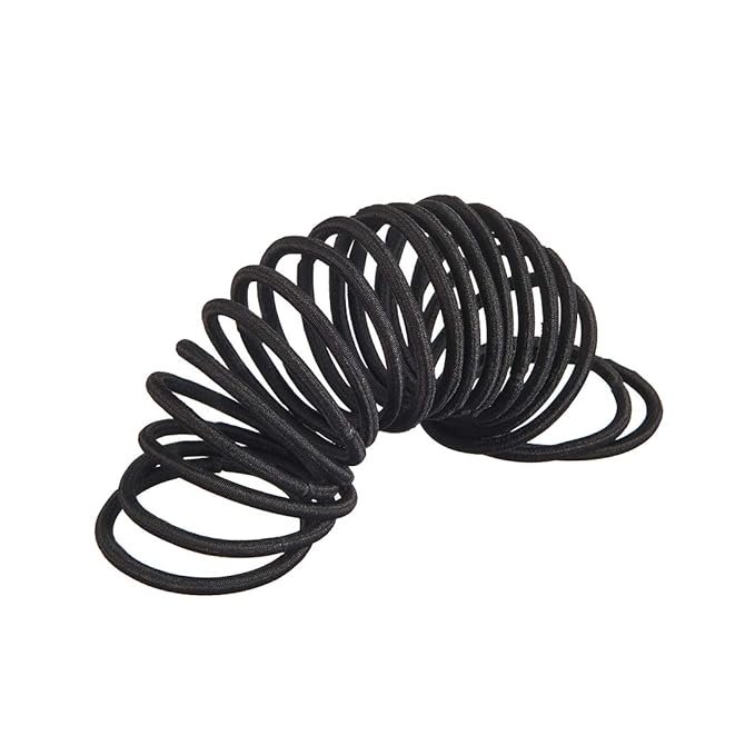 minihope Women's Hair Elastic Thick Tie, Black, 30 Count (Pack of 1), 4MM for Medium Hair.