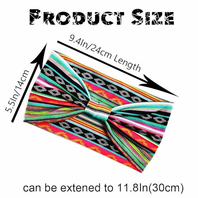Boho Headbands Wide Knot Hair Band Elastic Turban Head Band Stretch Twist Head Wraps Fashion Hair Accessories for Women 3 Pcs (Set A)