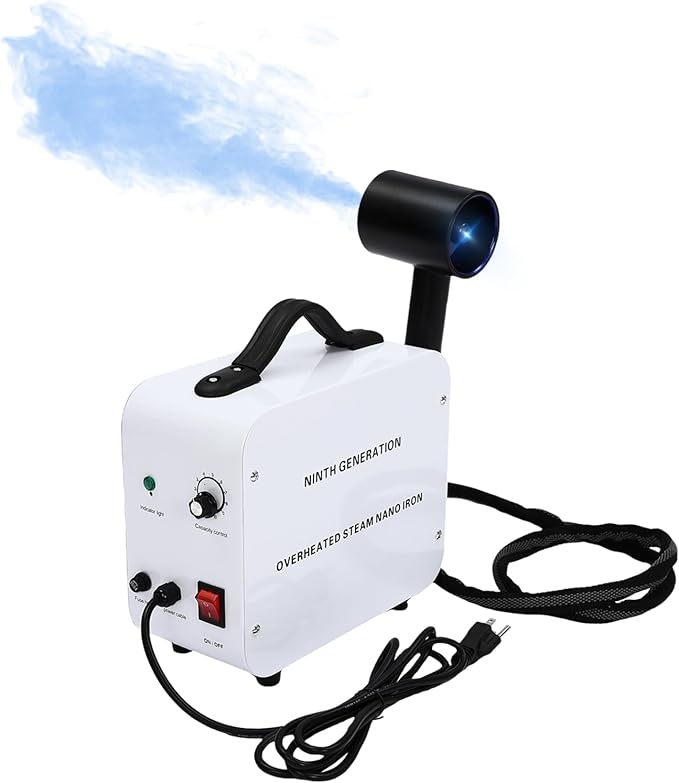 Nano Ionic Hair Steamer Machine with 1300W Fast Heat, 1-10 Adjustable Mist, 11.8oz Tank for Deep Conditioning Treatment at Home & Salon, Moisturizing Dry/Damaged Hair