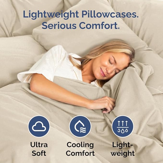 Queen Pillow Cases - 2 Pack - Super Soft Pillowcase Covers - Envelope Enclosure - Hotel Quality Pillow Protectors - Wrinkle Free, Fade, Shrink & Stain Resistant - Machine Washable - 20" x 30" (Wheat)