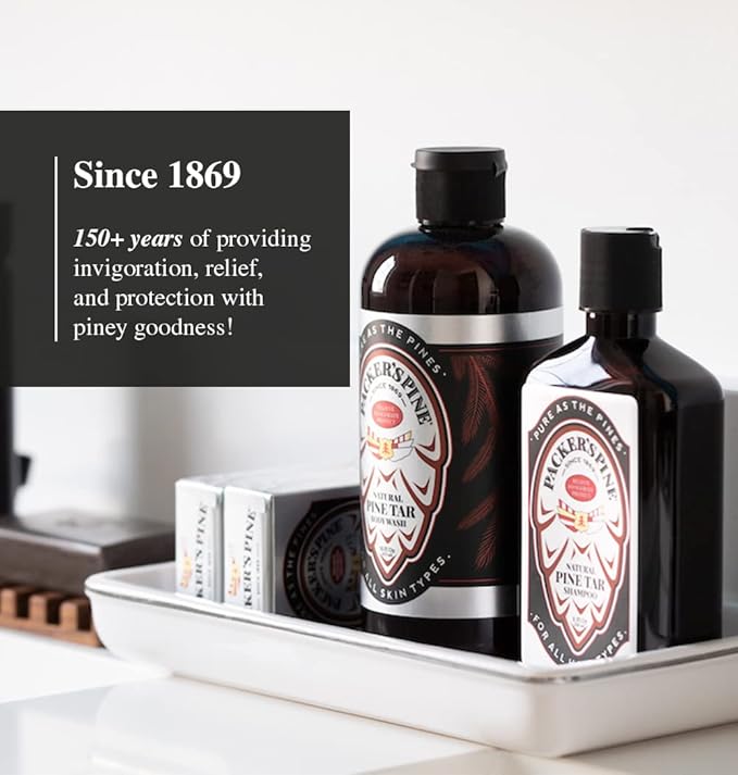 Packer's Pine Tar Hair Care Bundle: Men's Shampoo & Conditioner | Natural Pine Tar & Oils | Soothing, Adventure-Inspired Formulas for Itchy, Dry Scalp & Outdoor Relief