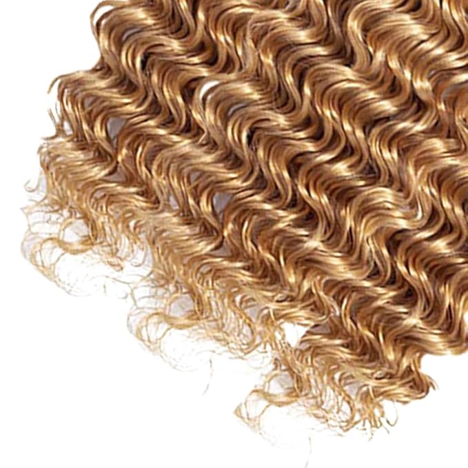 1b/27 Human Hair Bundles Ombre Blonde Deep Wave Bundle Brazilian Virgin Soft and Silky Remy Hair 3 Bundles 16 18 20 Inch Double Weft 2 Tone Black and Honey Blonde Bundle 150g