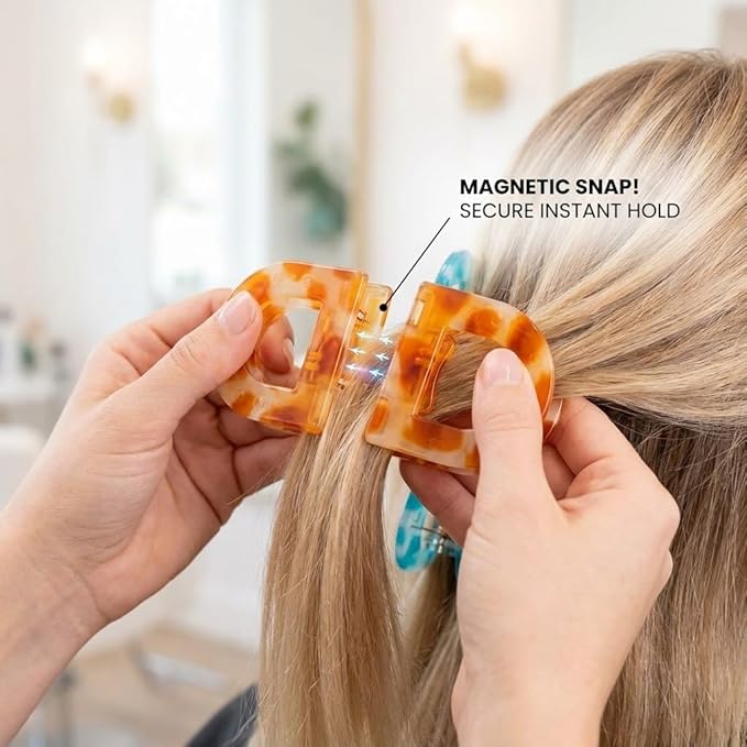 Magnetic Hair Clips - Strong Hold No-Slip Styling Clips, Tropical Sunset No-Crease Sectioning Clip Set for Women, Seamless Flat Magnetic Hairpins for Thick Thin Hair, Professional Salon & Home Use