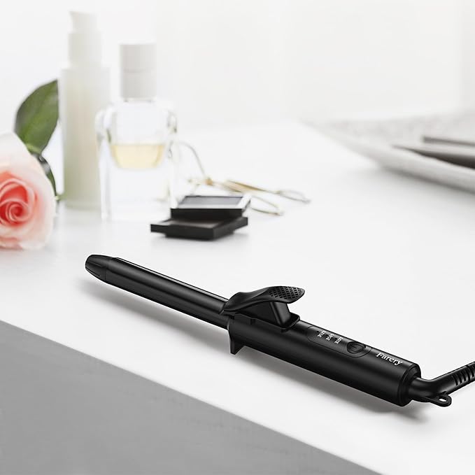 FARERY 1/2 Inch Ceramic Mini Hair Curler with 3 Adjustable Temp, 100-240V Dual Voltage, Travel Curling Iron for Short Hair, Auto-Off, Infused with Keratin & Argan Oil, Include Storage Bag, Black