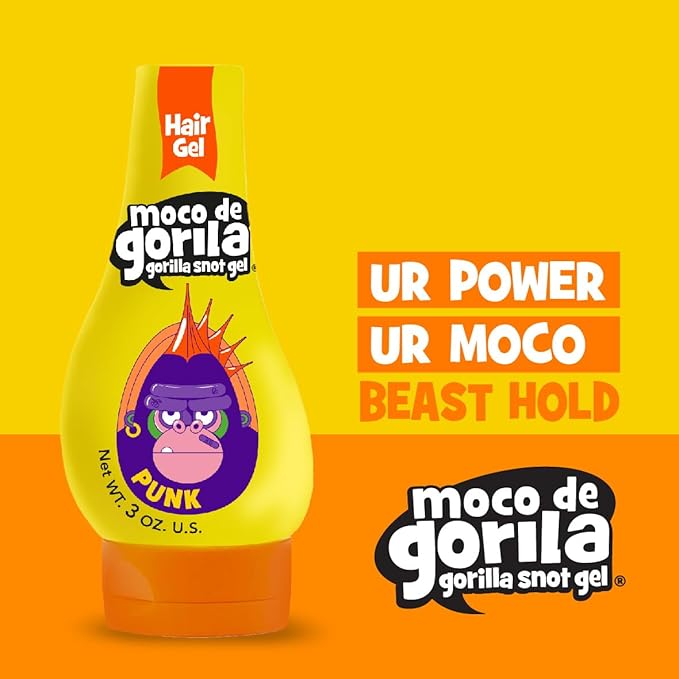 Moco de Gorila Punk, Hair Styling Gel, Reactivate with water, Long-lasting Hold, 3-Pack of 11.99 Oz Each, 3 Squeezable Bottles.
