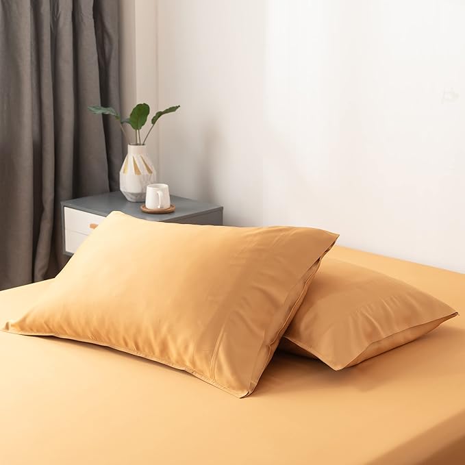 Bella Coterie | Luxury Bamboo Viscose King Size Pillowcase Set | 100% Organically Grown | Ultra Soft | Cooling | 2 Pcs [Marigold]