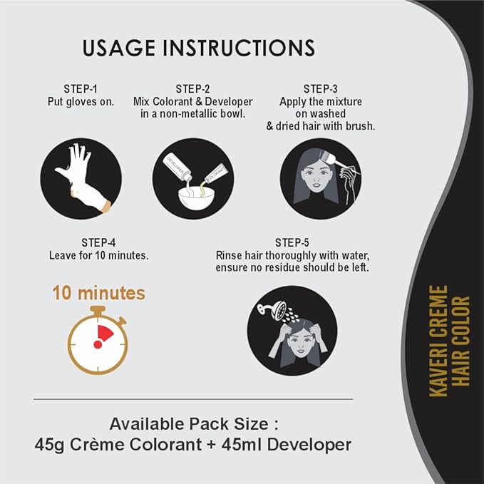 Creme Hair Color Permanent Hair Dye Color - With Improved Creme Formula for Gray Coverage Ammonia Free Hair Color Dye for Rich Bright Long lasting (Black, 3.04 Fl Oz) - Pack Of 2
