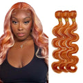 18 20 22 Inch Color 350 Bundles Human Hair Highlight Ginger Orange Bundles Brazilian Virgin Remy Hair Extensions Double Weft 2 Tone Orange and Blonde Bundle Hair Weave