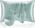 BEDELITE Satin Pillowcase with Zipper, Haze Blue King Size Pillow Cases Set of 2, Super Soft and Cooling Similar to Silk Pillow Cases, Gift for Women Men(20x40 Inches)