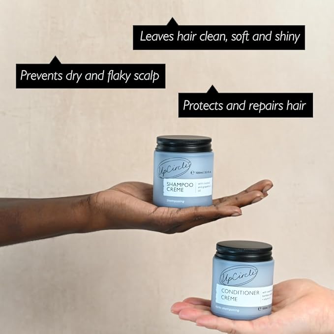UpCircle Haircare Duo – Shampoo and Conditioner Crème – Rosemary Oil , Coconut Oil + Vitamin E – Prevents Frizz, Protects Scalp + Boosts Circulation – Vegan , Cruelty-Free + Sustainable