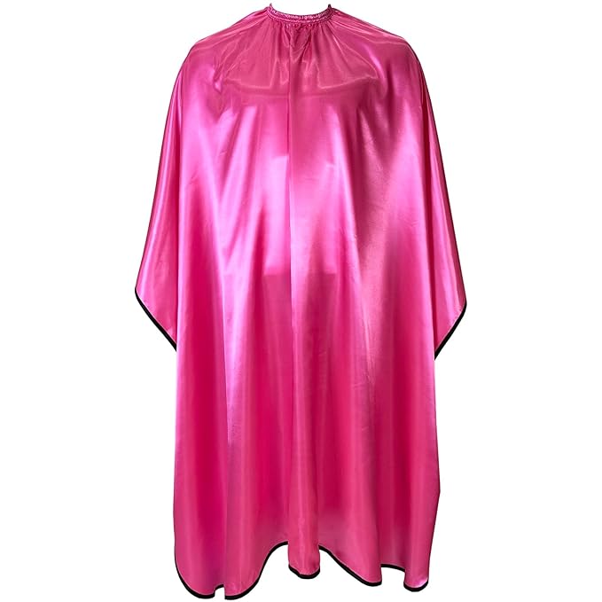 Salon Styling Capes for Clients, Hair Dye Cutting Capes with Elastic Hooks, Waterproof Light Weight Satin Sheen Styling Cape Barber Gown for Stylist, 63”*56”(Pink)