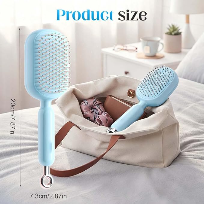 Retractable Cushion Massage Comb, 2026 New Self Cleaning Hair Brush, Anti Static Self Cleaning Hair Brush for Women Men (White#2Pcs)