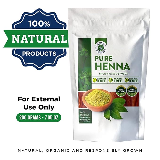 Natural Henna Hair Color Dye, 100% Pure Henna Powder for Hair Growth Organic (200g/7.05 ounce, Brown Red)