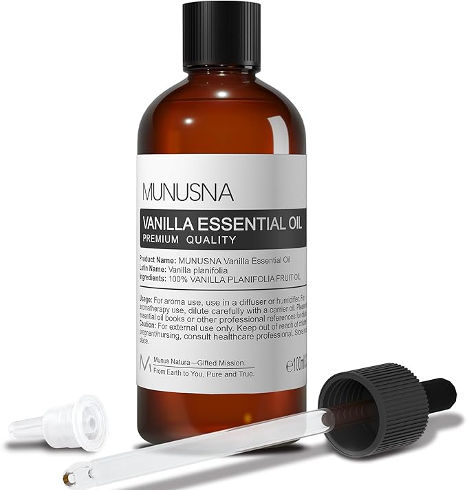 Vanilla Essential Oil, 100% Natural and Pure Vanilla Oil for Skin Care, 100ML Premium Grade Essential Oils Aromatherapy Scented Oils for Diffuser, Humidifier, Home, Candle Soap Making