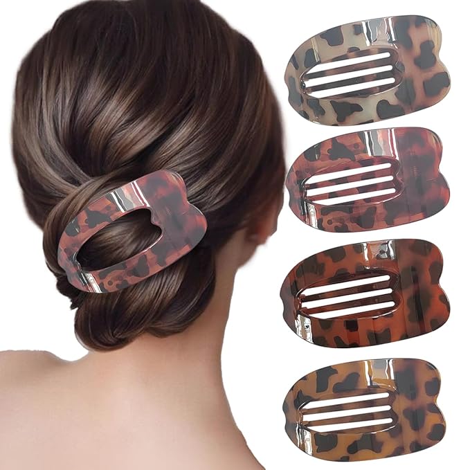 Flat Hair Clips for Women Girls, 4 Pack Hair Clips, Non-Slip Flat Hair Claw Clips for Thin & Thick Hair, Comfortable Design for Driving, Lying Down, Yoga