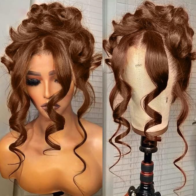 2x6 Skinlike Real HD Lace Closure Chocolate Brown Human Hair Wig 0.095mm Ultra-thin HD Lace 15A Brazilian Body Wave Virgin Human Hair Lace Closure Wigs For Black Women (26 Inch)