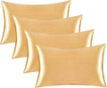 Satin Silk Pillowcase for Hair and Skin, Black Pillow Cases Standard Size Set of 4 Pack Super Soft Pillow Case with Zipper Closure (Champange, Queen(4 Pack))