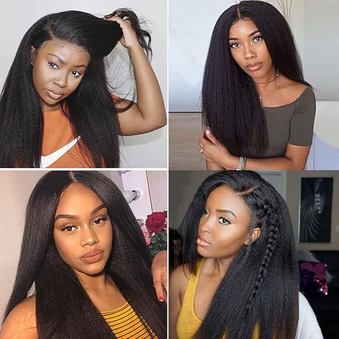 Bundles Human Hair Color 1B Kinky Straight Bundles Brazilian Virgin Remy Hair Extensions 16 Inch Niegmeag Double Weft Soft and Silky Natural Black Yaki Straight Bundle 100g