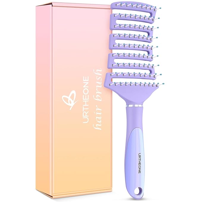 Hair Brush, Curved Vented Detangling Hair Brushes for Women Men Wet or Dry Hair,Faster Blow Drying Styling Professional Paddle Vent detangler brush for Curly Thick Wavy Thin Fine Long Short Hair