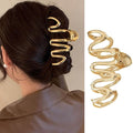Wave Metal Hair Claw Clips, 1Pcs Hair Claw Clips for Thin Thick Hairs Elegant Hair Accessories Non-Slip Alloy Gold Wavy Design Hair Claw Clip Strong Hold Grip Hair Jaw Clip for Women Girls