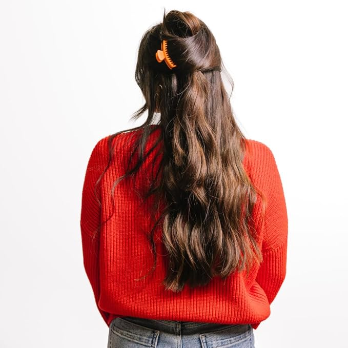 KAXI Hold Everything Mini Hair Claw, Perfect for Thick & Thin Hair, Straight, Wavy or Curly, Strong Clip With 32 teeth & Many Colors to Choose (Neon Orange)