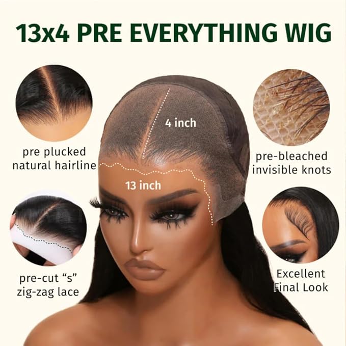 KLAIYI Pre Everything 13x4 Glueless Lace Front Wig Human Hair Water Wave Bye Bye Knots Put On and Go Wig Pre Cut Lace Pre Bleached Pre Plucked 30S Easy To Wear Beginner Curly Wig with Baby Hair 26Inch