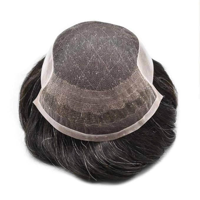 Toupee For Men Swiss Lace Hair System For Mens ToupeeL Human Hair Lace Hair Piece For Mens Toupee Hair Units 8X10#1B Off Black 120% Density
