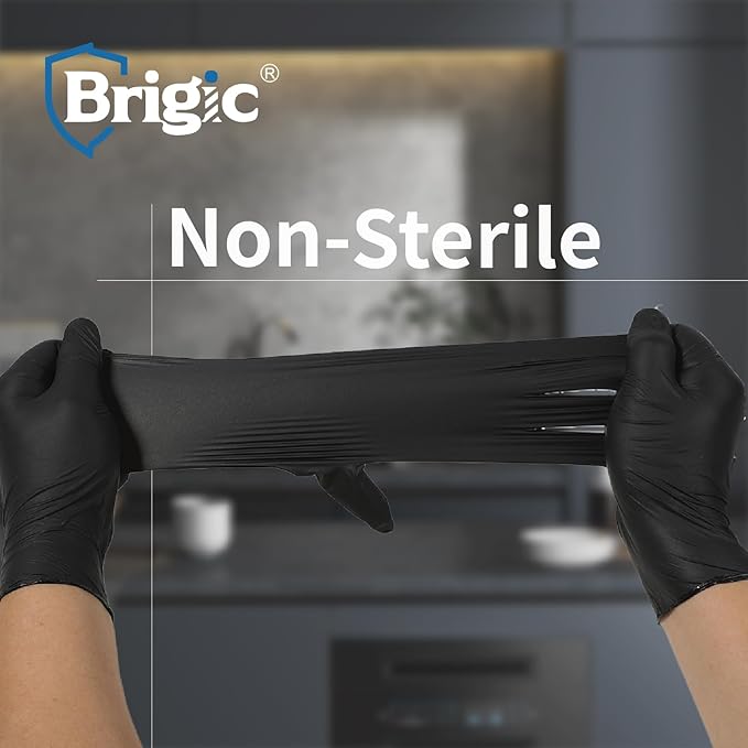 Disposable Nitrile Gloves, Textured Grip, 4mil, Lightweight, Slip-Resistant, Black