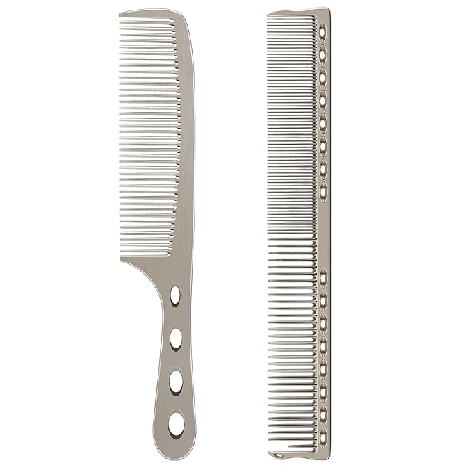 Hair Styling Comb,2PCS Metal Combs For Hair Women,Space Aluminum Stainless Steel Anti-static Sparse Haircut Comb Beauty Tool (Silvery)