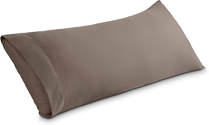 Bare Home Microfiber Body Pillow Cover with Envelope Closure Taupe