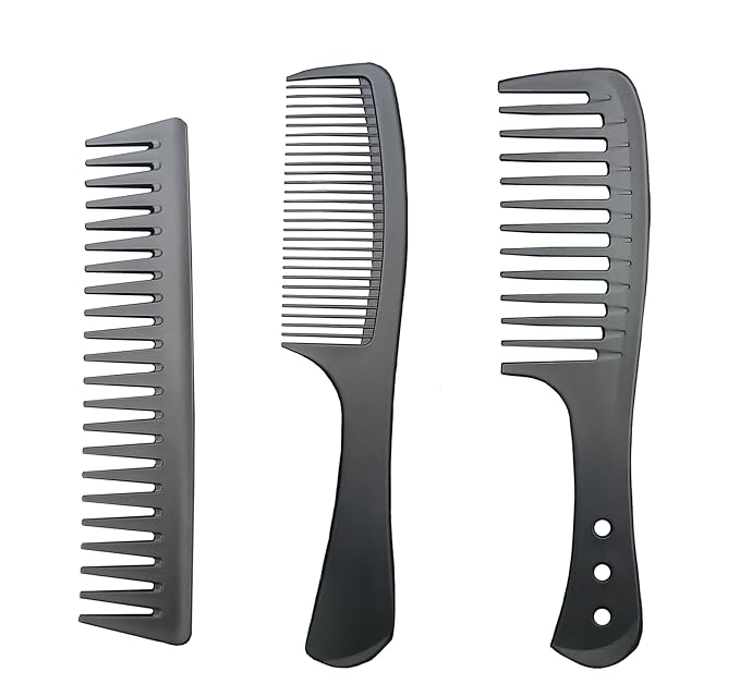 3 PCS Carbon Fiber Anti Static Comb, Heat Resistant Comb-Fine and Wide Tooth Hair Comb for Men and Women, Professional for Hair Stylist