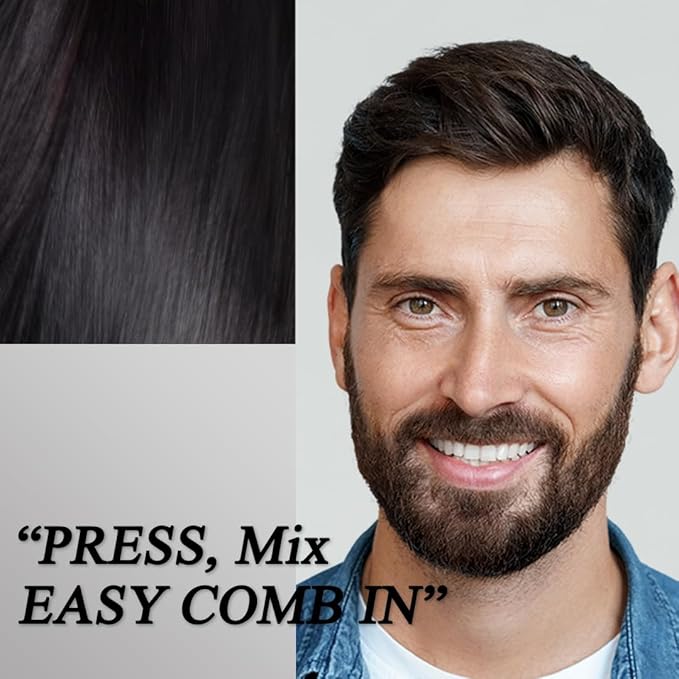 Edbe Hair Color Easy Comb Soft Black (2 Pack) - Grey Hair Mustache and Beard Coloring for Men with One Application Kit……
