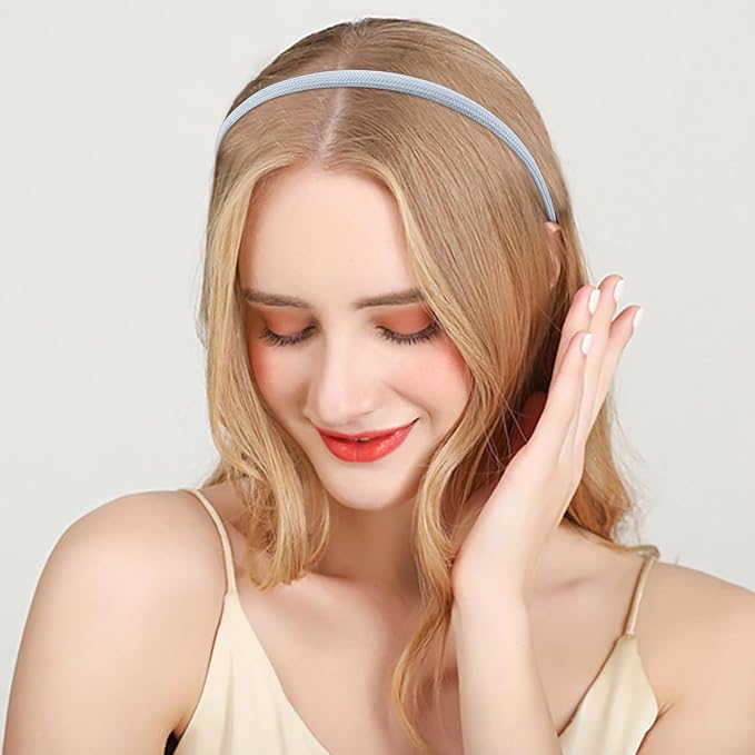 12Pcs Thin Headbands For Women Girls No Headache Pressure Comfortable Headbands for Women Non Slip Fabric Skinny Narrow Hairbands Head Bands for Women's Hair Accessories