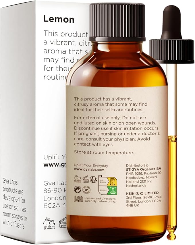 Gya Labs Lemon Essential Oil - 4 Fl Oz - for Hair, Skin, Diffuser, Aromatherapy & DIY Candle Making Scent