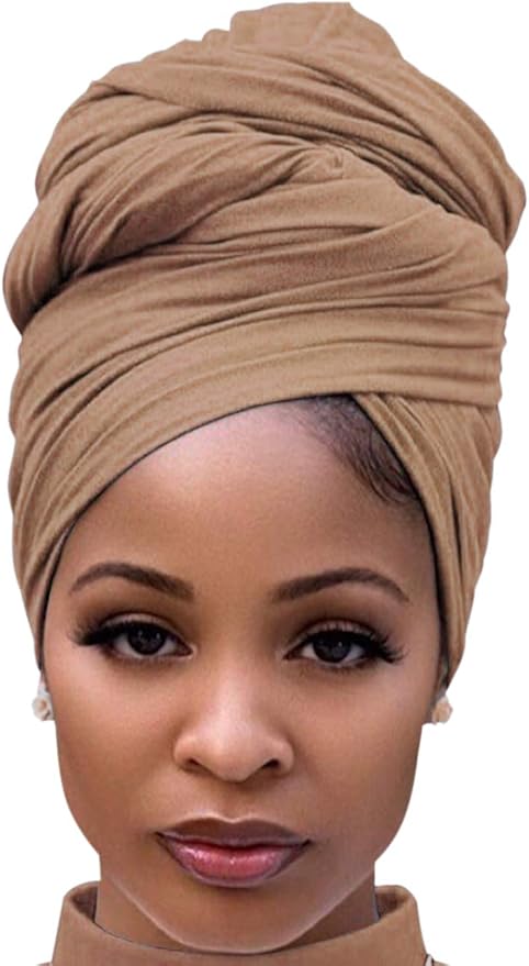 Harewom Head Wraps for Black Women Stretch Head Scarf Long African Hair Wraps Turban Headwraps Jersey Headbands