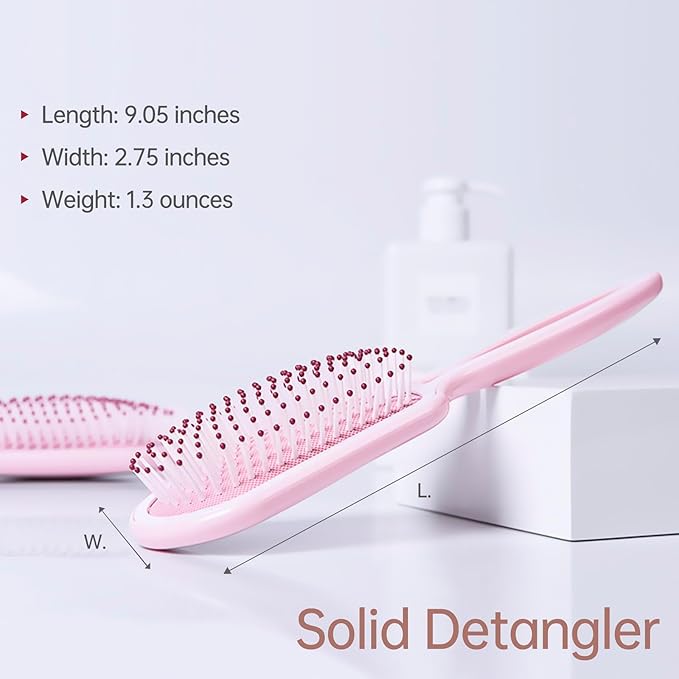 Hair Brush for Women, Pink Detangler Brush Full Sized, Detangling Hairbrush for Pain-free Opening Knots on All Hair Types, Pink and White Combined, 1 Pack