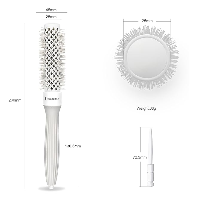Eagle Fortress Round Brush for Blow Out, Thermal Ceramic Hair Brush for Blow Drying with Ionic Bristle for Professional Blowout Brushing - Grey, 43mm