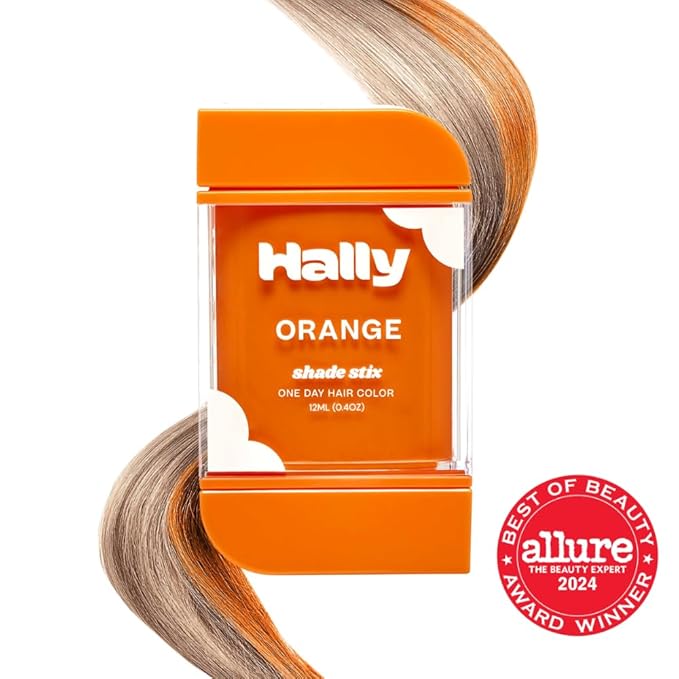 Hally Hair Temporary Hair Color, Shade Stix (Orange) - Hair Makeup Accessories for Kids, Teens & Adults - 12 ml Washable Hair Chalk & Dye for Festivals, Sporting Events & Parties