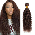 Chocolate Brown Kinky Curly Bundles Human Hair Brown Bundles 28 Inch Niegmeag Brazilian Virgin Remy Hair Extensions Color 4 Kinky Curly Bundle Double Weft Hair Weave 100g