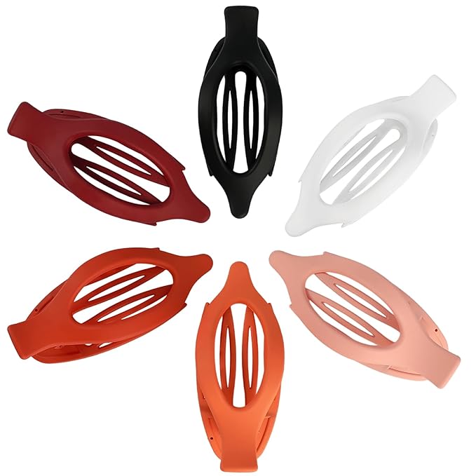 Flat Hair Clips for Women - 6 PCS French Flat Claw Clips Medium Hair Clips for Girls Large Hair Claw Clips for Thick or Thin Hair Strong Hold No Slip Hair Accessories for women (Orange)