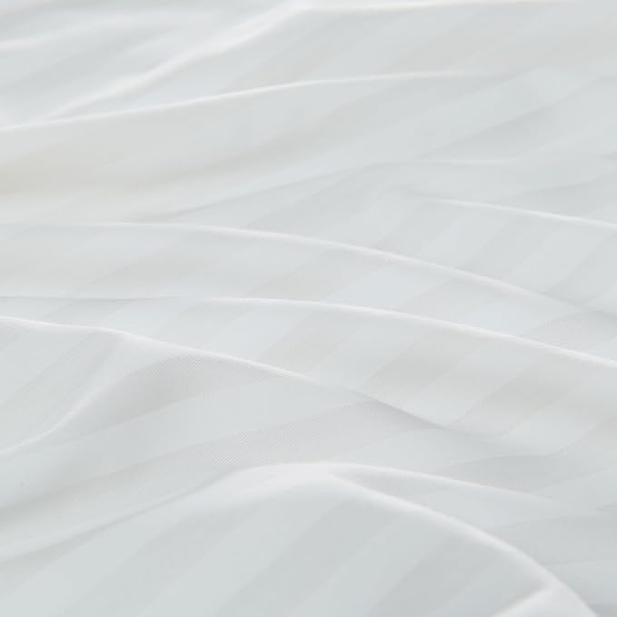 JELLYMONI 100% Natural Cotton Striped Standard Pillowcases Set, 2 Pack Satin Stripe Pattern Printed Pillow Covers with Envelope Closure (Pillows are not Included)